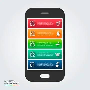 Vector mobile phone for infographic. Stock Illustration