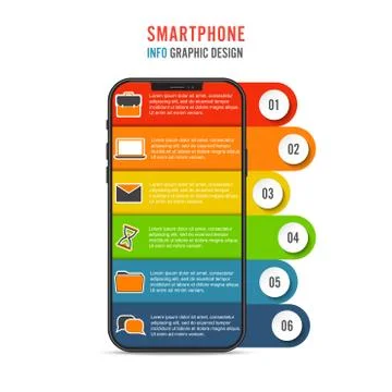 Vector mobile phone for infographic. Template for diagram, graph, presentatio Stock Illustration