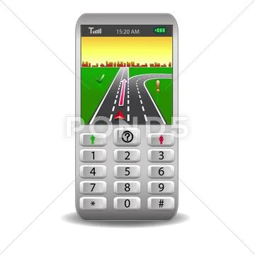 Vector mobile phones,with global positioning system street map Stock Illustration