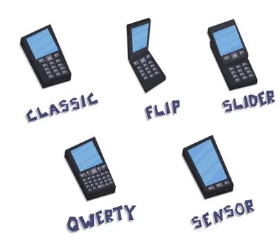Vector mobile phones icon types set Stock Illustration
