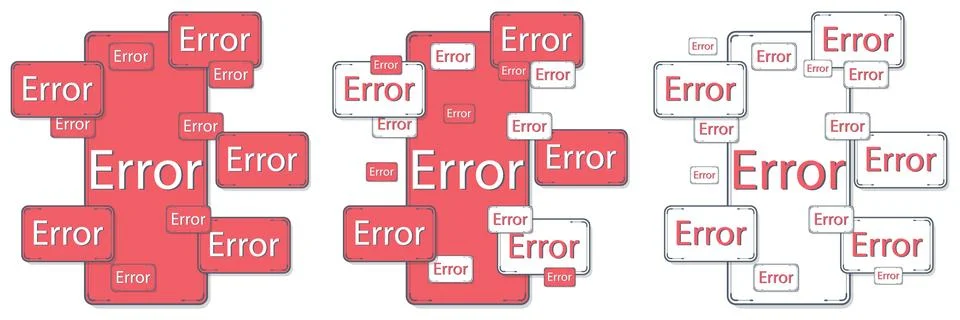 Vector mobile screen with error, alarm and hazard notification.. Error on red Stock Illustration