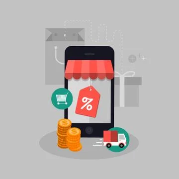 Vector mobile shopping concept illustration Stock Illustration