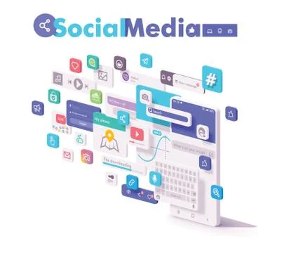 Vector mobile social media apps Stock Illustration