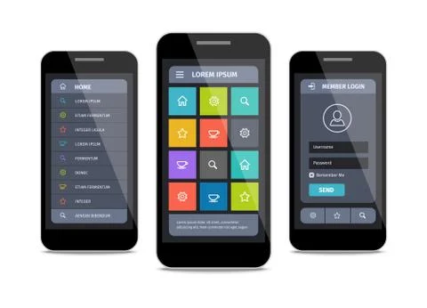 Vector mobile ui design with login Stock-Illustration