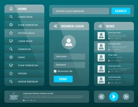 Vector mobile UI template design with login Stock Illustration