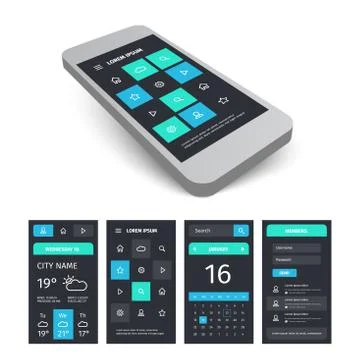 Vector mobile user interface app kit template with mockup Stock-Illustration