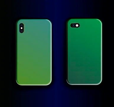 Vector mock up accessory for smartphone, phone case and green gradient print Stock Illustration