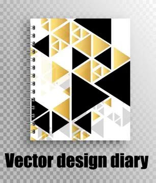 Vector mock up of notepad cover - black and gold triangles pattern Stock Illustration