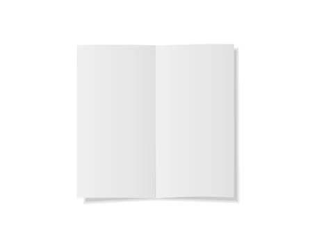 Vector mock up of an open notebook with blank white pages, realistic shadow, and Stock Illustration