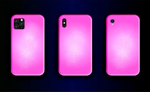 Vector mock up set case smartphones pink gradient print design. Illustrazione stock