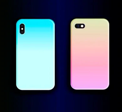 Vector mock up smartphone case with stylish neon gradient print. Stock Illustration