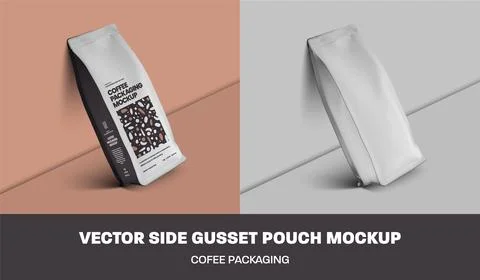 Vector mockup of coffee bag with swallow, white packaging set and design. Rea Stock Illustration