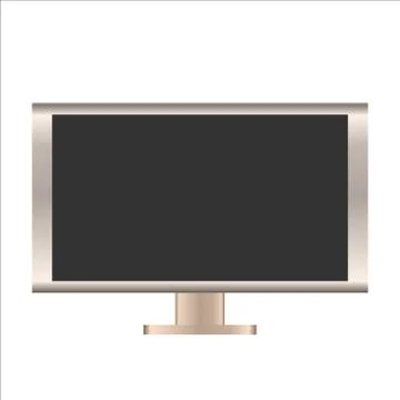 Vector mockup of isolated LCD display Full HD screen monitor with gold frame. Stock Illustration