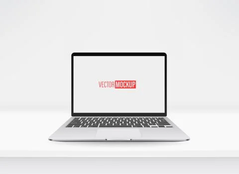 Vector mockup with modern laptop on a table Stock-Illustration
