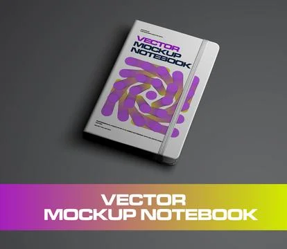 Vector mockup of notebook with elastic band, with abstract design on hard c.. Stock Illustration