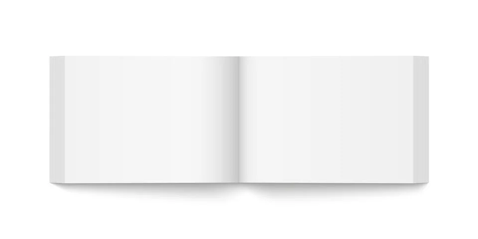 Vector mockup of paperback horizontal book spread with white cover isolated. Stock Illustration