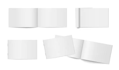 Vector mockup of paperback horizontal magazine with white cover isolated. 스톡 일러스트