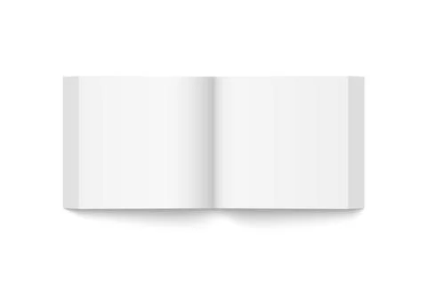 Vector mockup of paperback square book spread with white cover isolated. Stock Illustration