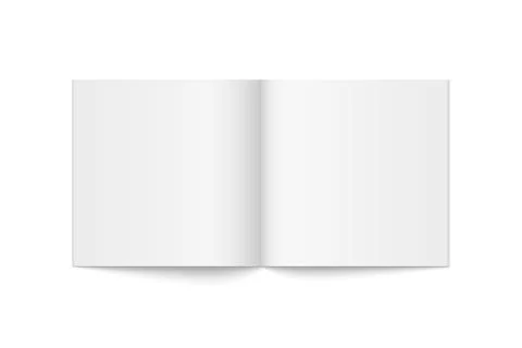 Vector mockup of paperback square magazine spread with white cover isolated. Stock Illustration
