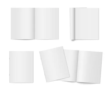 Vector mockup of paperback vertical magazine with white cover isolated. 스톡 일러스트