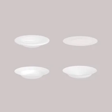 Vector mockup in a realistic style dining set of round dishes Stock Illustration