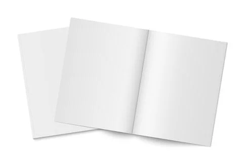 Vector mockup of two white paperback magazines with transparent shadow Stock Illustration