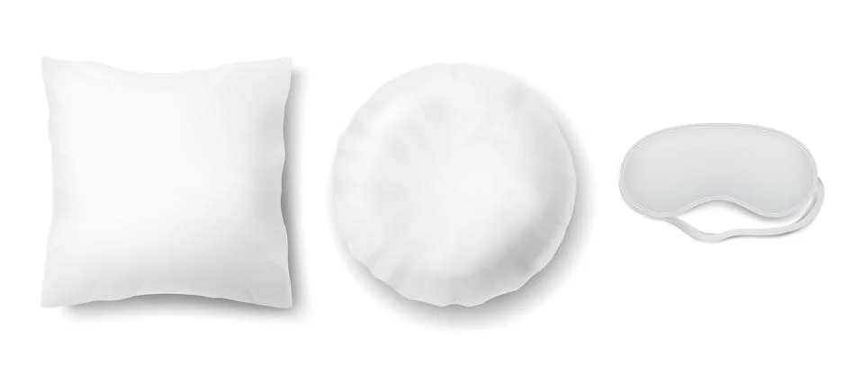 Vector mockup with two white pillows and blindfold Stock Illustration