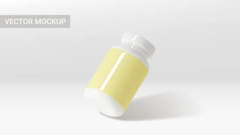 Vector mockup of white bottle with pills Stock Illustration
