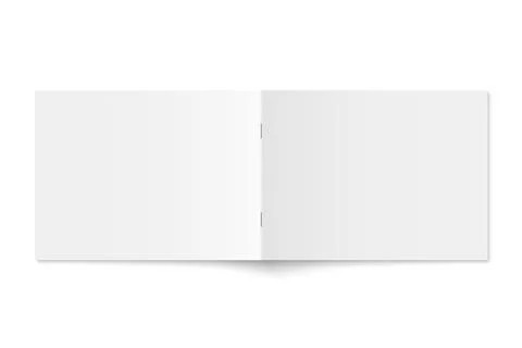Vector mockup of white paperback horizontal magazine spread cover isolated Stock Illustration