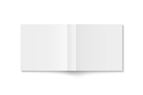 Vector mockup of white paperback square book spread cover isolated Stock Illustration