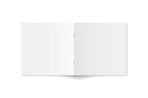 Vector mockup of white paperback square magazine spread cover isolated. Stock Illustration