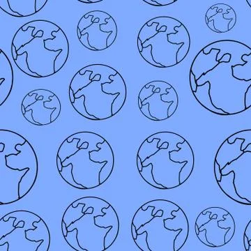 Vector model with a contour image of the earth. Illustration of a black contour Stock Illustration