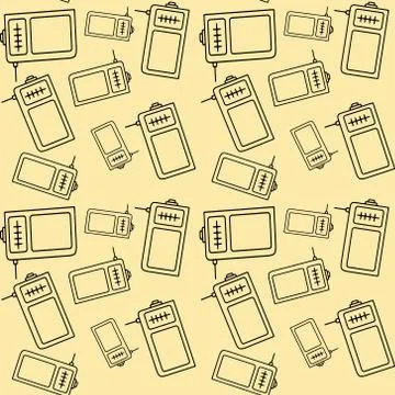 Vector model with a contour image of the FM Radio. Illustration of a black Stock Illustration