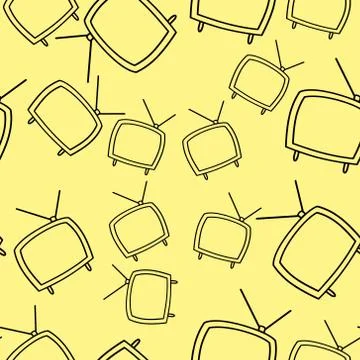 Vector model with a contour image of the Television. Illustration of a black Stock Illustration