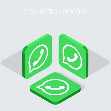 Vector modern 3 isometric telephone app icons 스톡 일러스트