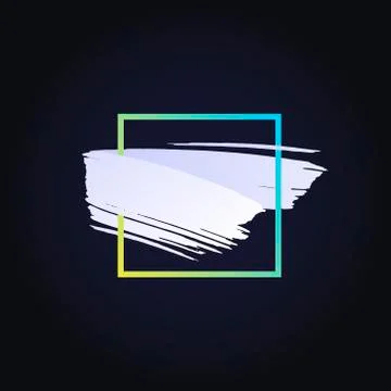 Vector modern abstract brush banner. White stroke with gradient yellow to blue Stock Illustration