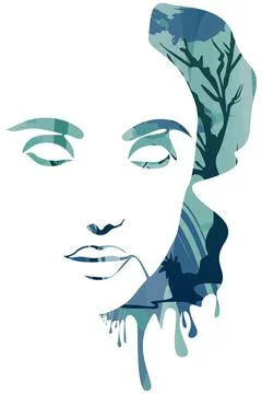Vector modern, abstract elegant grungy fashion portrait illustration of a set Ilustración de archivo