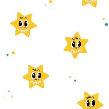 Vector Modern Abstract Playful Starry Sky Children Design on White seamless Illustrazione stock