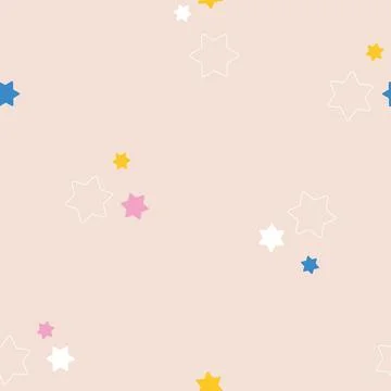 Vector Modern Abstract Playful Starry Sky Children Design on Beige seamless Stock Illustration