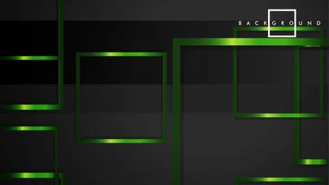 Vector Modern Abstract Squares Backgrounds . with a black and green metal col Stock Illustration