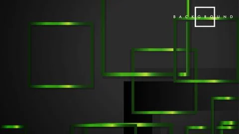 Vector Modern Abstract Squares Backgrounds . with a black and green metal col Stock Illustration