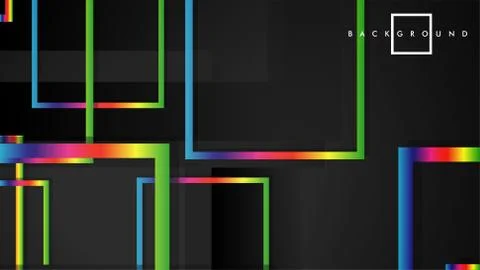 Vector Modern Abstract Squares Backgrounds . with a black and rainbow color g Stock Illustration