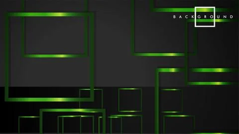 Vector Modern Abstract Squares Backgrounds . with a black and green metal col Stock Illustration
