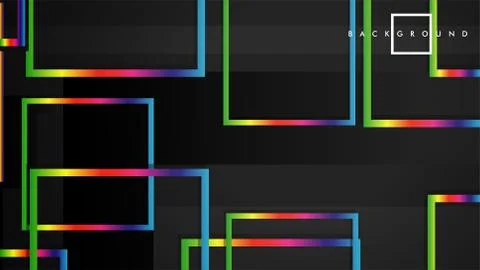 Vector Modern Abstract Squares Backgrounds . with a black and rainbow color g Stock Illustration