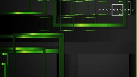 Vector Modern Abstract Squares Backgrounds . with a black and green metal col Stock Illustration