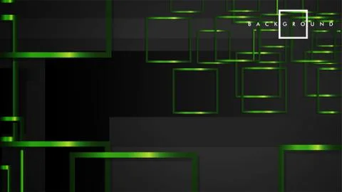Vector Modern Abstract Squares Backgrounds . with a black and green metal col Stock Illustration