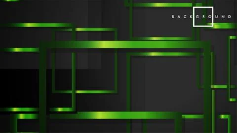 Vector Modern Abstract Squares Backgrounds . with a black and green metal col Stock Illustration