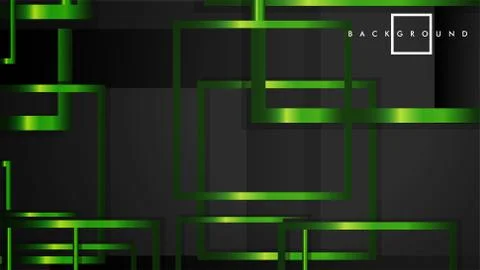 Vector Modern Abstract Squares Backgrounds . with a black and green metal col Stock Illustration