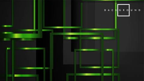 Vector Modern Abstract Squares Backgrounds . with a black and green metal col Stock Illustration
