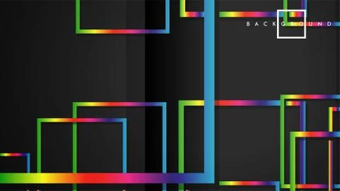 Vector Modern Abstract Squares Backgrounds . with a black and rainbow color g Stock Illustration